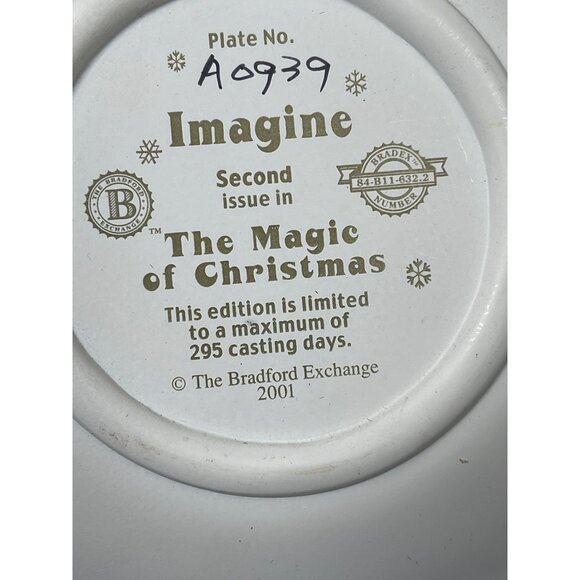 2001 Bradford Exchange The Magic of Christmas 3D Wall Plate “Imagine” #A0939 - Picture 5 of 5